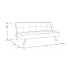 Modern Futon Sofa Bed in Black Fabric with Chrome Metal Legs