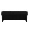 Modern 3-Seater Black Microfiber Upholstered Sofa