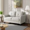 Modern Upholstered Loveseat Sofa in Cream Microfiber with Button Tufted Cushions