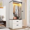 White Farmhouse Armoire Wardrobe Closet with Sliding Barn Doors