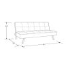 Modern Futon Sofa Bed in Navy Blue Fabric with Chrome Metal Legs