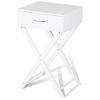 accX-Shape 1 Drawer Nightstand End Side Table Storage in White