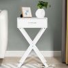 accX-Shape 1 Drawer Nightstand End Side Table Storage in White