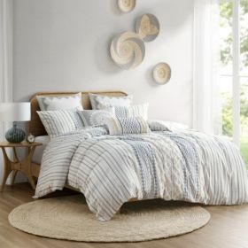 King Cal King Cotton Printed Duvet Cover Set With Chenille (Option: Multicolor)