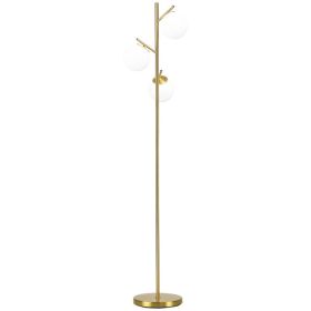Modern 3-Light Floor Lamps for Living Room, Tree Standing Lamp with Globe Lampshades, 10.75"x10.75"x66.5", Gold (Option: Gold Tone-605x520x240 mm)